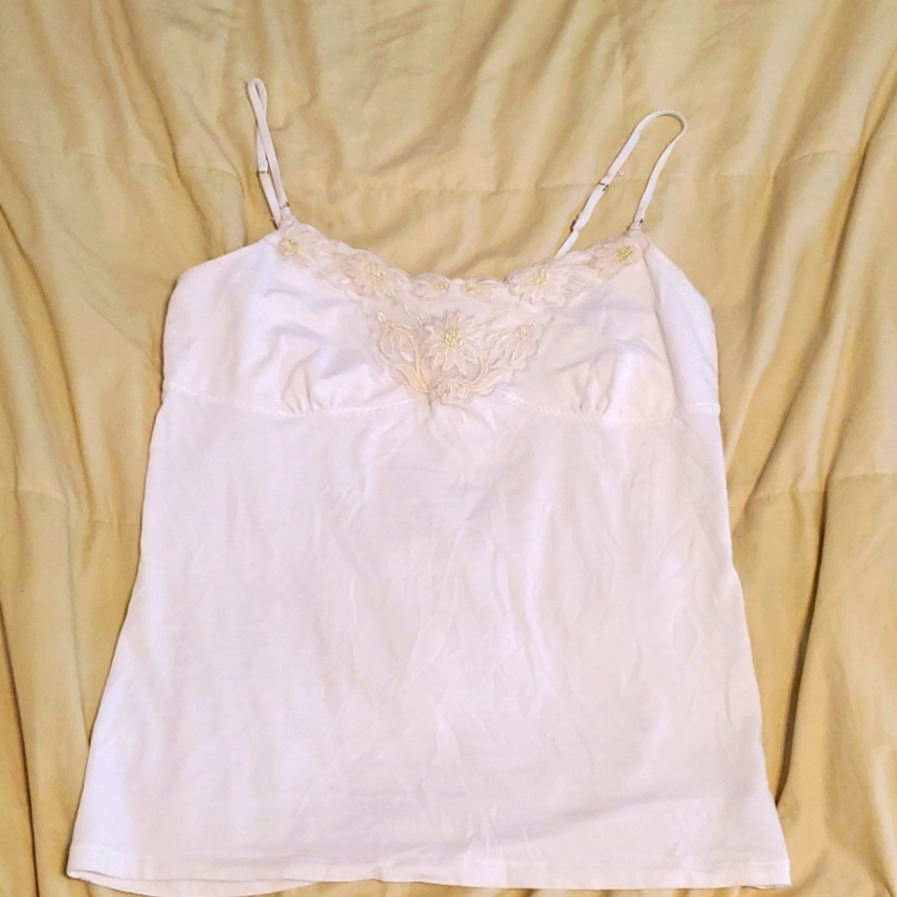 American Eagle White Camisole with Lace Detail